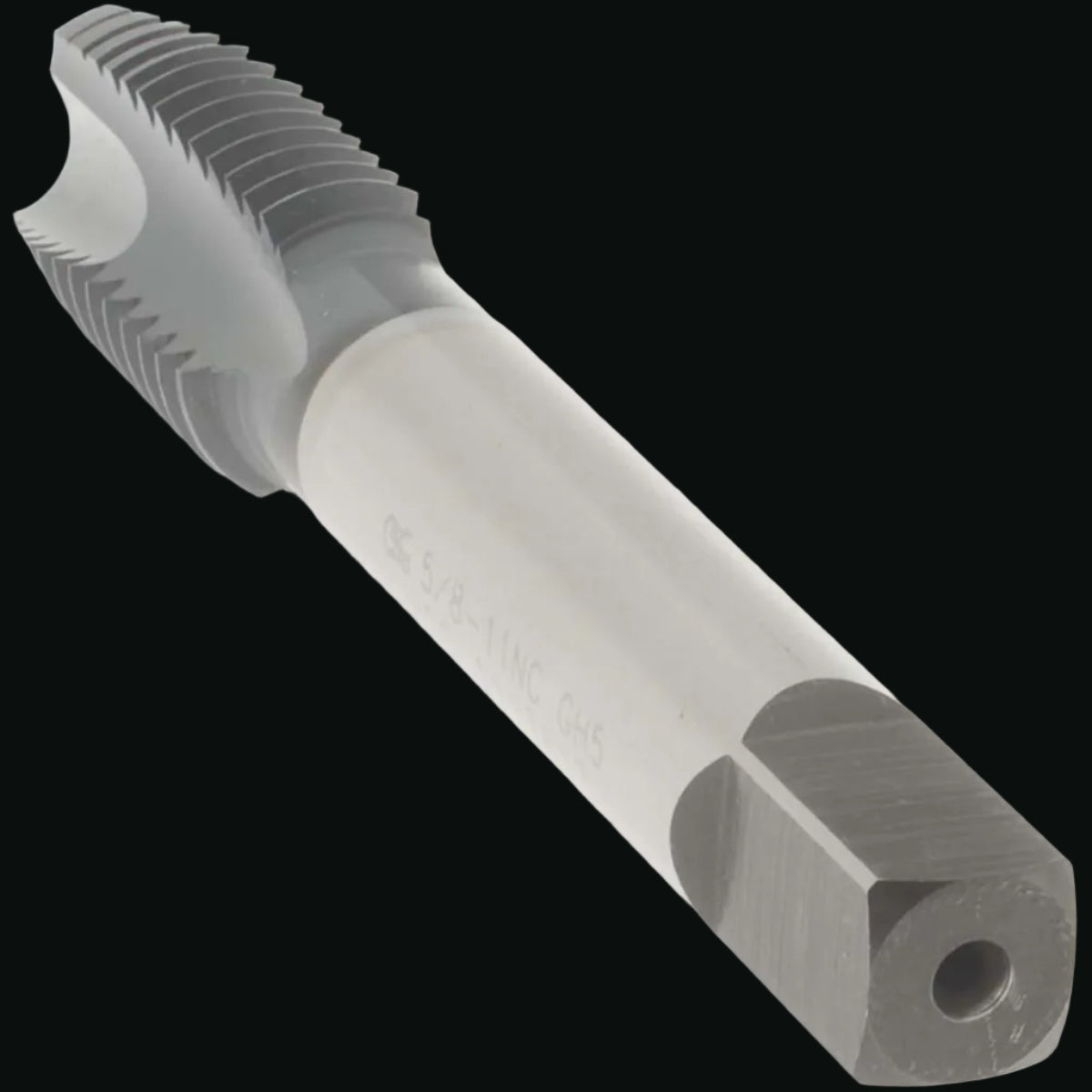 Spiral Point Tap: 5/8-11 UNC, 3 Flutes, Plug Chamfer, 2B Class of Fit, HSS, elektraLUBE Coated
