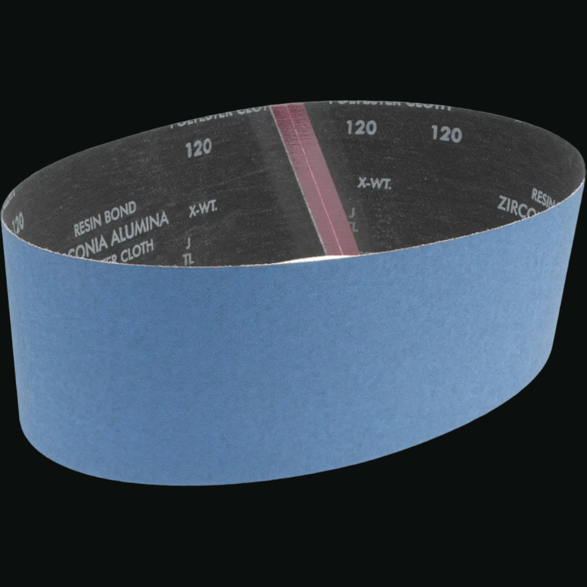 Norton Abrasive Belt: 4" Wide, 36" OAL, 120 Grit, Zirconia Alumina Coated, Medium Grade,