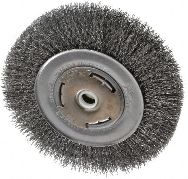 Weiler Wheel Brush: 6" Wheel Dia, 7/8" Face Width, 0.0140" Wire Dia, Crimped