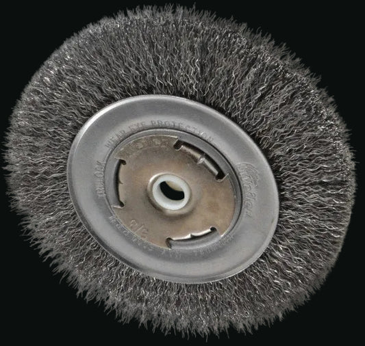 Weiler Wheel Brush: 6" Wheel Dia, 7/8" Face Width, 0.0140" Wire Dia, Crimped