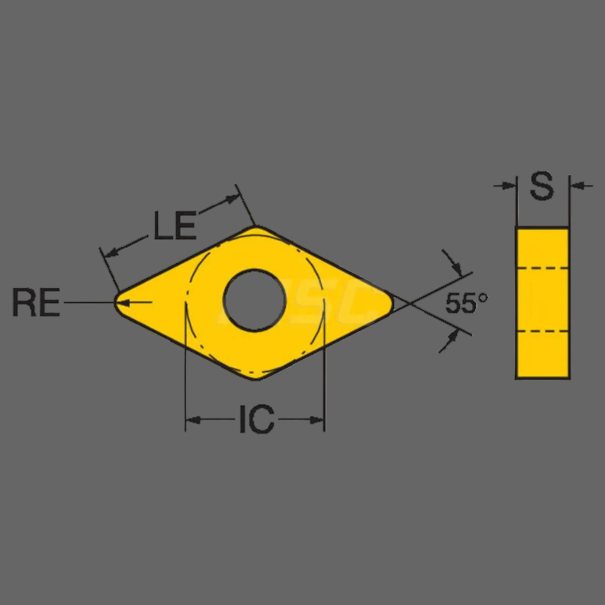 Turning Insert: DNMG432-MF 2220, Carbide  TiCN, AI2O3 &amp; TiN Finish, Neutral, 0.5000" Inscribed Circle, 0.0313" Corner Radius, 55.00 deg D - Diamond (Rhombic) 55-Deg, Series T-Max P