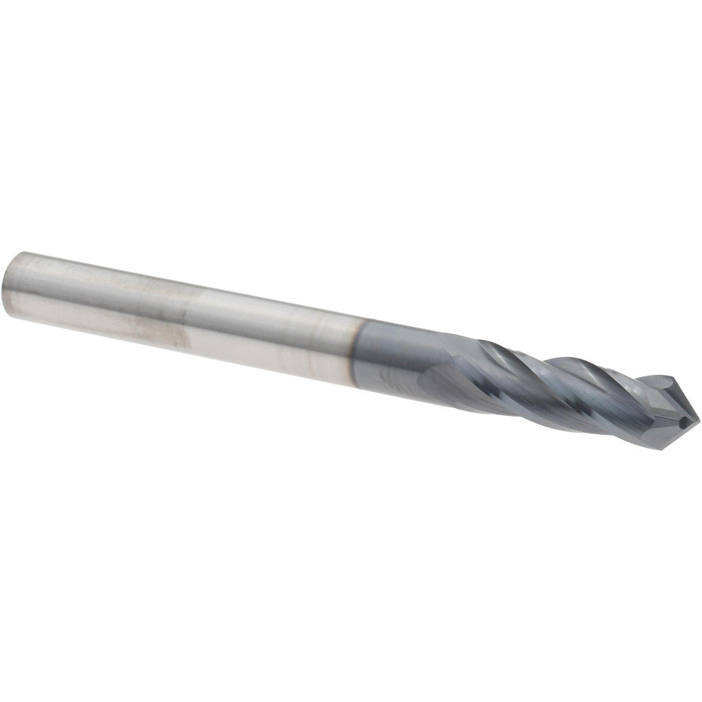 Melin Tool Drill Mill: 3/16" Dia, 5/8" LOC, 4 Flute, 90 deg Point, Solid Carbide