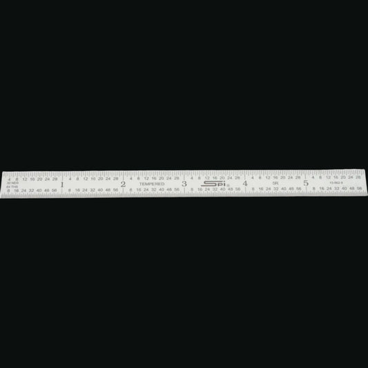 Steel Rule: 6" OAL, 5R Graduation, Flexible, 1/2" OAW