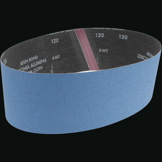 Norton  Abrasive Belt: 4" Wide, 36" OAL, 120 Grit, Zirconia Alumina  Coated, Medium Grade,